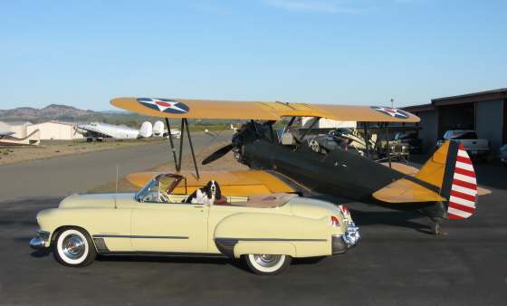 Caddy and biplane