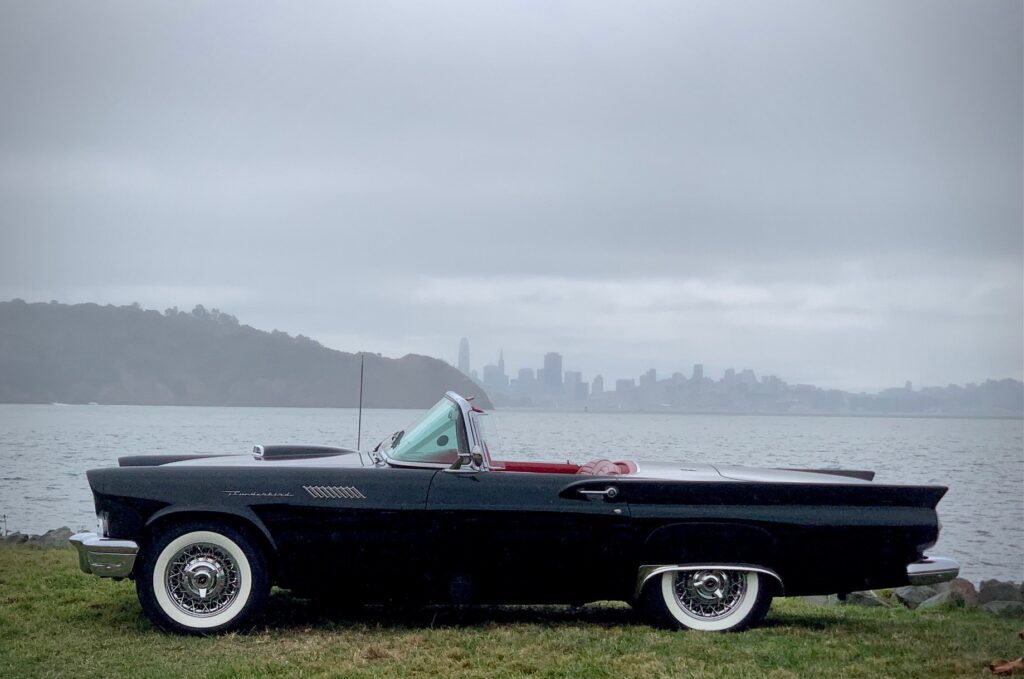 1957 Thunderbird ready to fly over to San Francisco in the distance